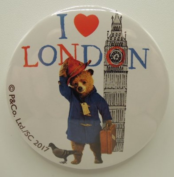 画像1: パディントンベア™54円型缶バッチ「I LOVE LONDON」 (1)
